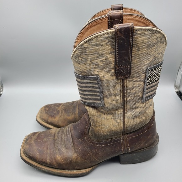 Ariat Other - Ariat Sport Patriot Mens 9D Brown Leather Camo American Flag Boots 10023359